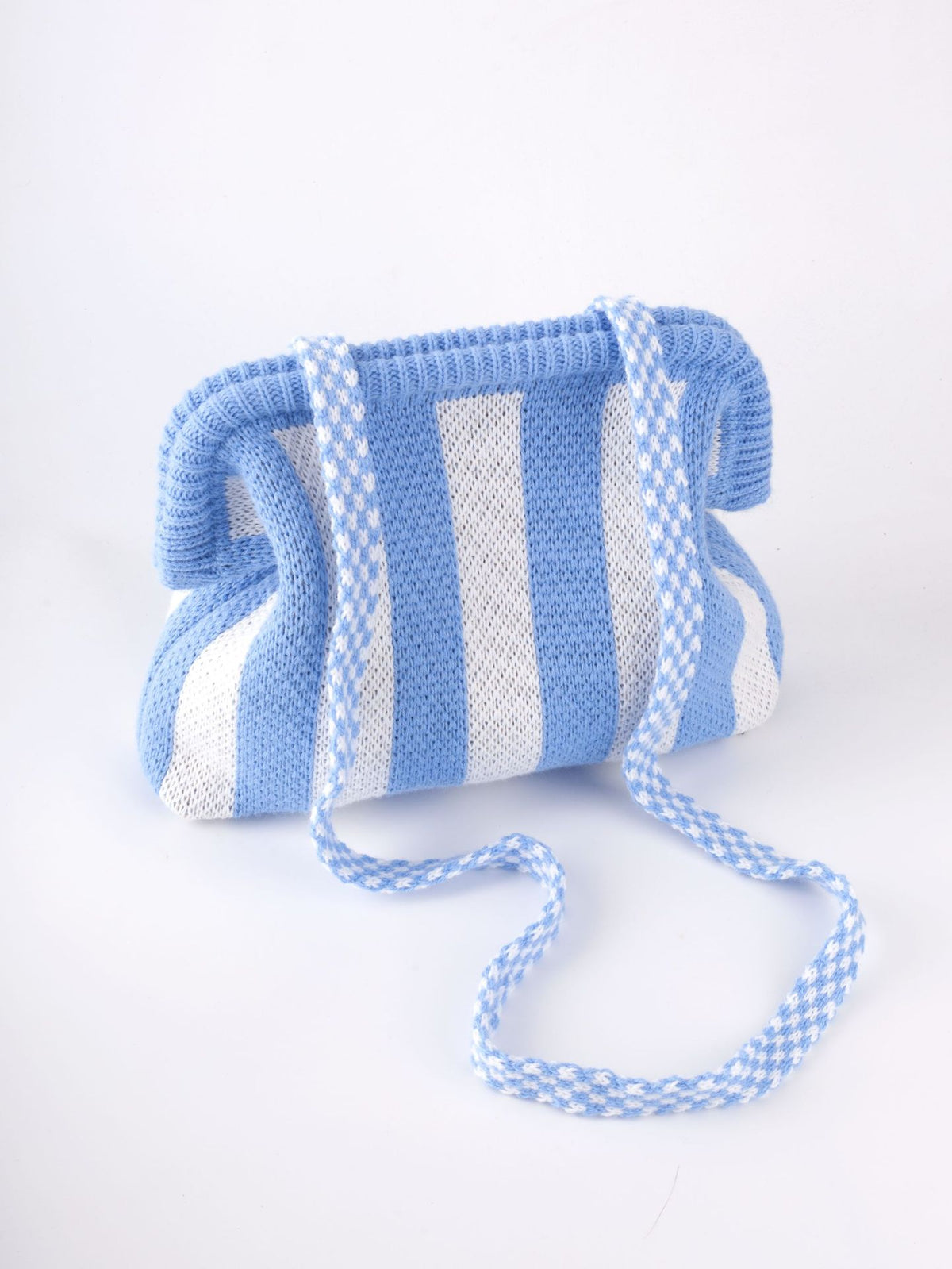 Striped Knit Cloud Frame Clutch Crossbody Bag