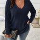 Plus Size V-Neck Long Sleeve T-Shirt