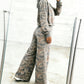 Multicolour Camouflage Print Long Sleeve Top Loose 2pcs Pants Set