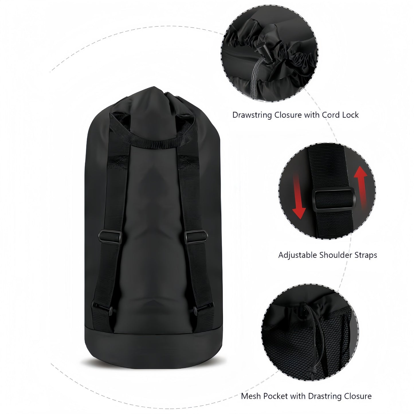 Backpack Laundry Bag Durable Nylon Hamper with Drawstring Closure