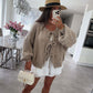 Women's Round Neck Lace-up Knitted Cardigan Sweater