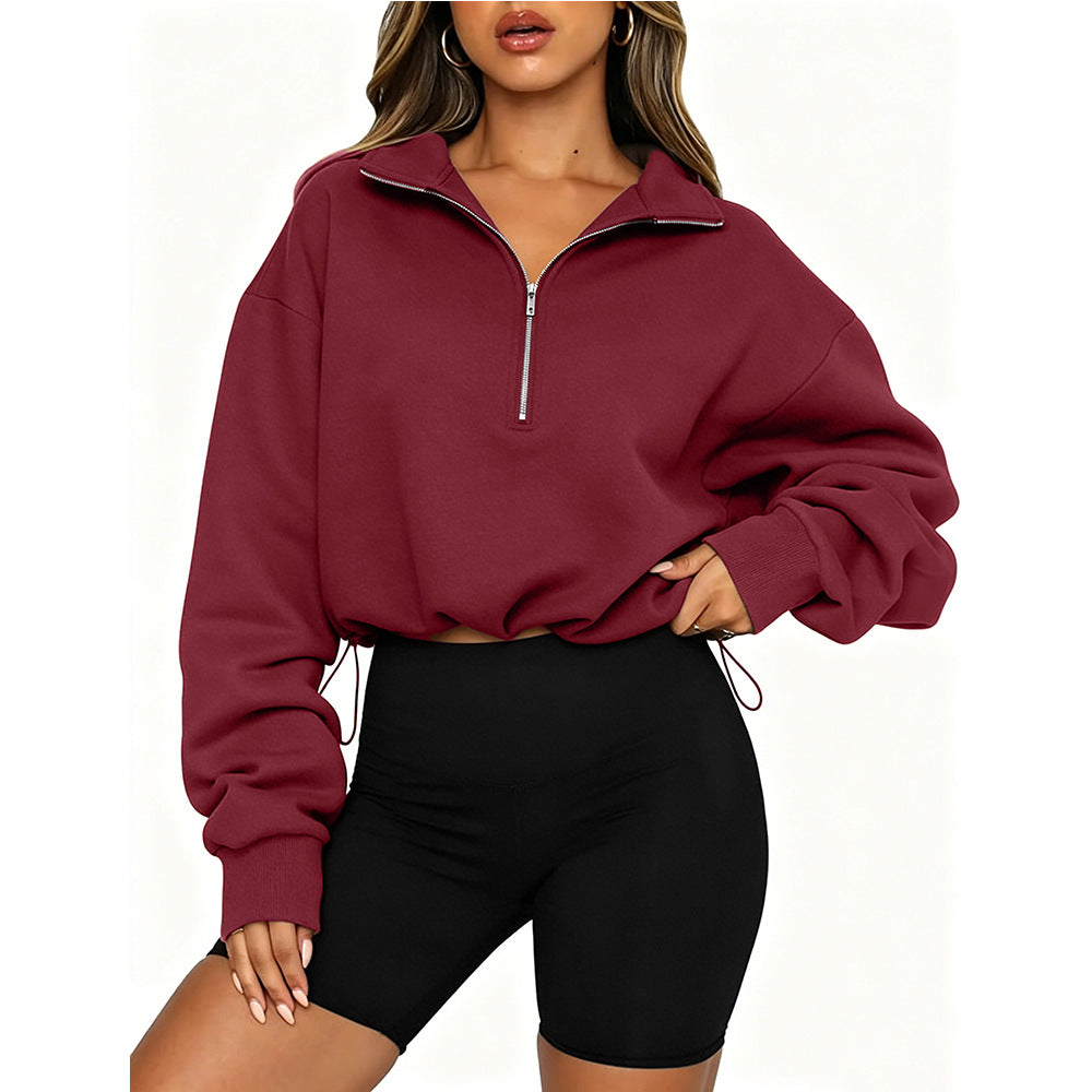 Women's Cropped Half-Zip Sweatshirt