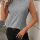 Solid Color Crew Neck Pleated Tank Top