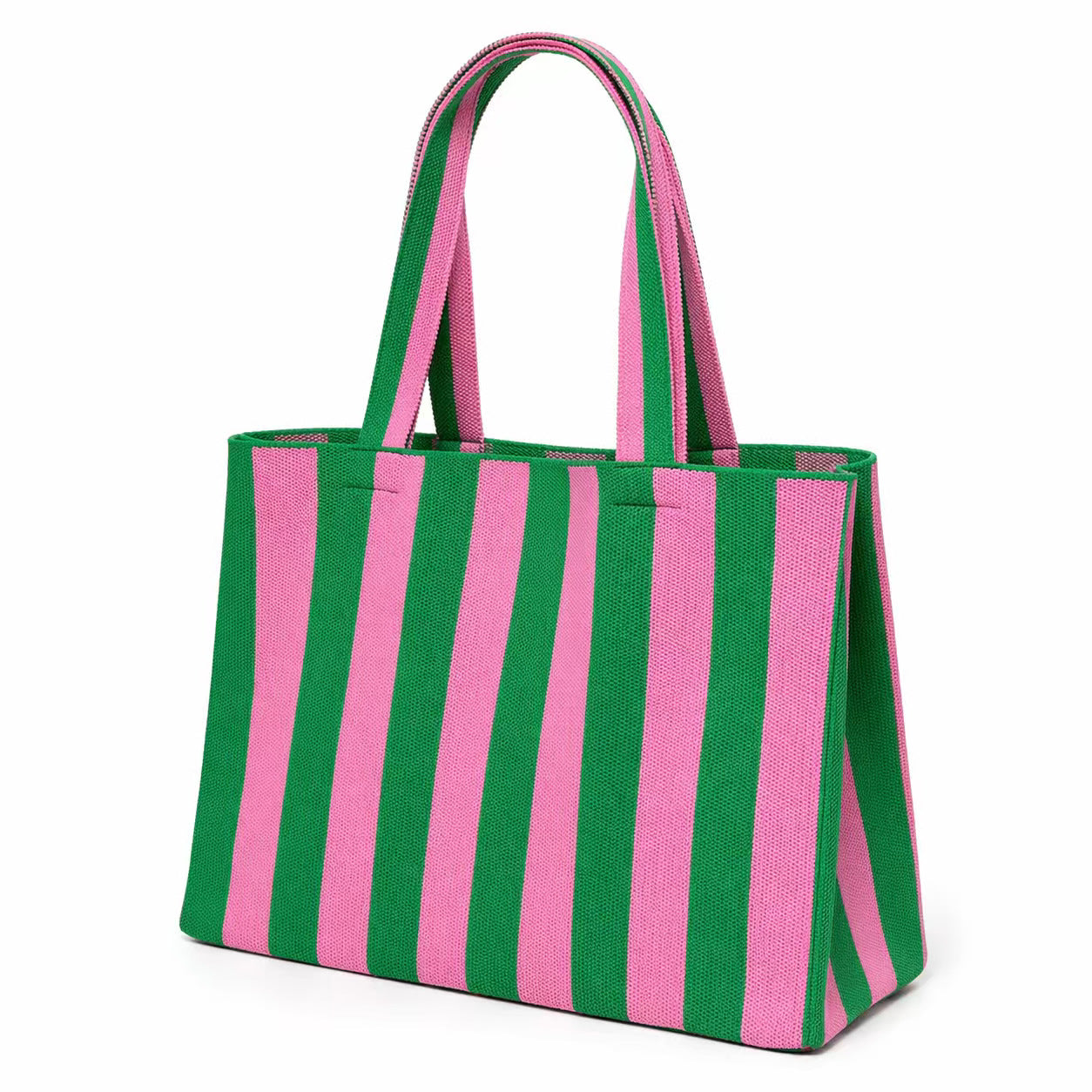Vertical Striped Knit Tote Bag