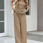 Stripe Round Neck Tee and Pant Set