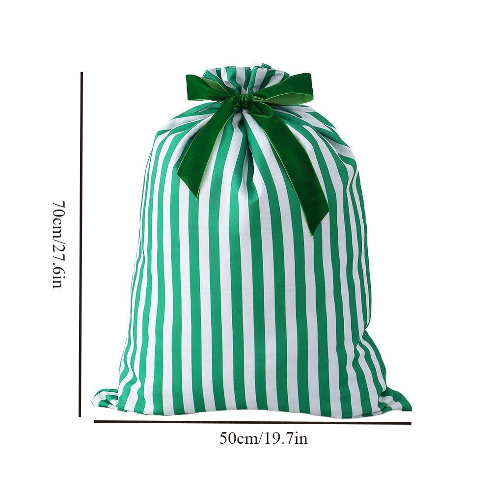 Custom Personalized Striped Christmas Drawstring Gift Sack