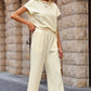 Textured Top and Wide-leg Pants Set