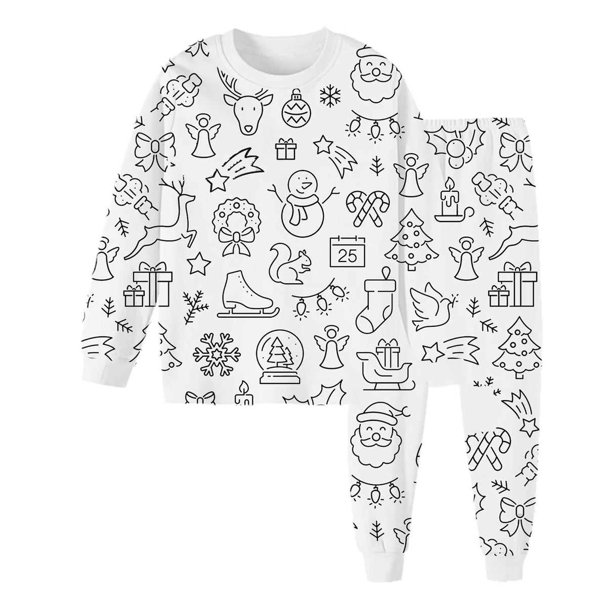 Kid's Doodle Print Pajama Set