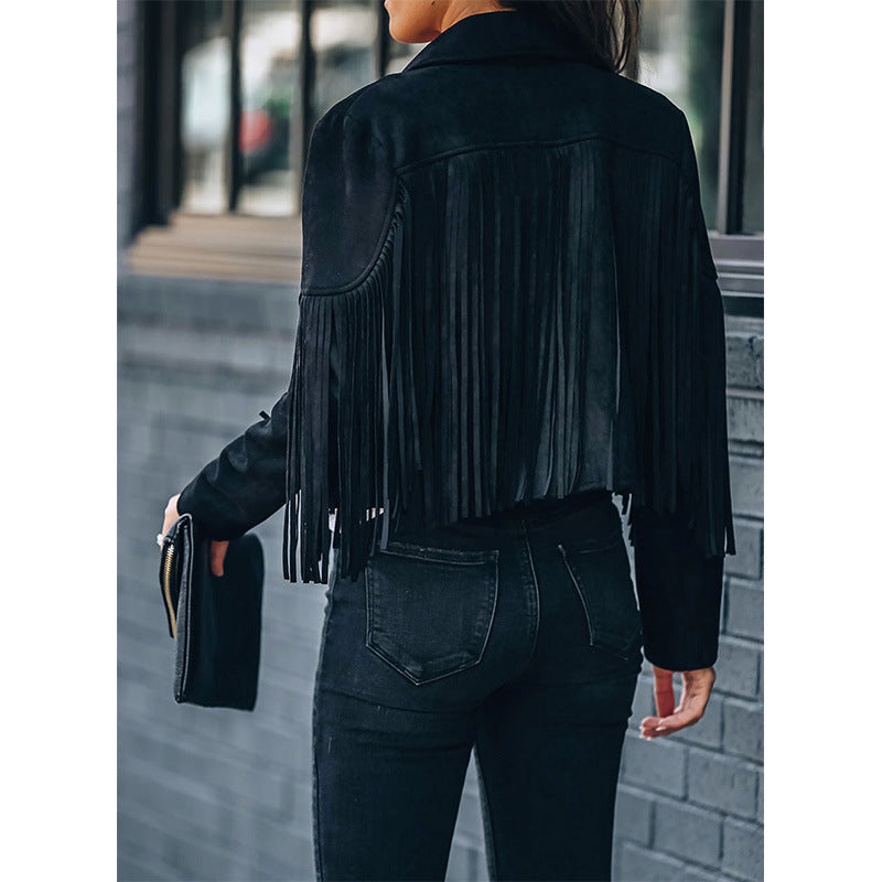 Suede Fringed Coat