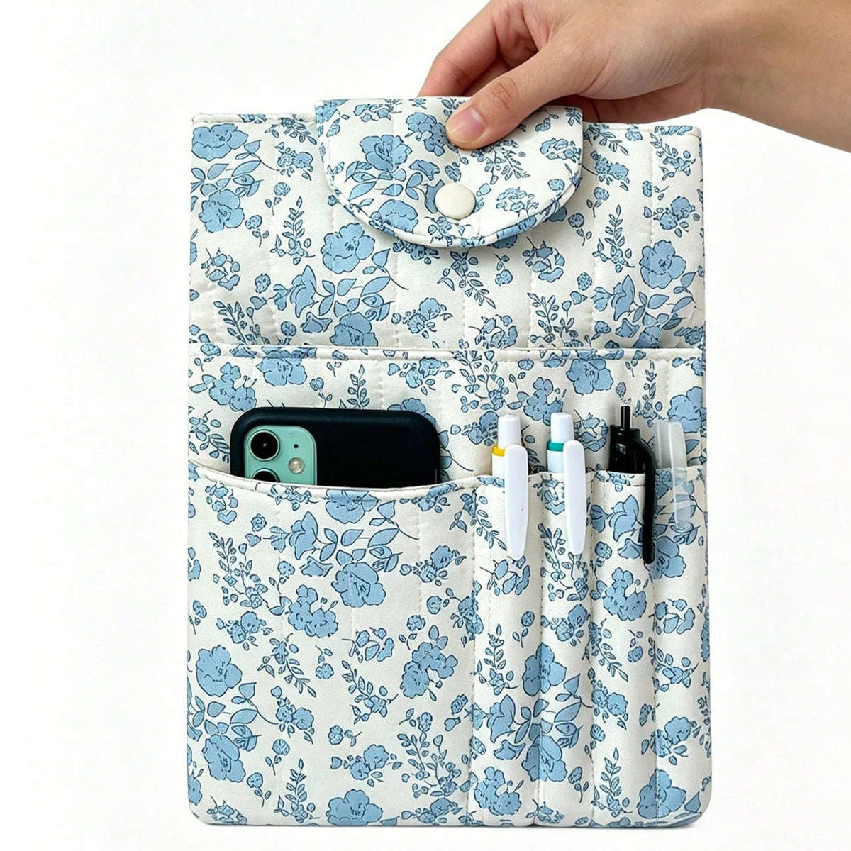 Quilted Bible Cover with Pen Slots & Phone Pocket