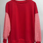 Oversized Gingham Colorblock Long Sleeve Sweatshirt