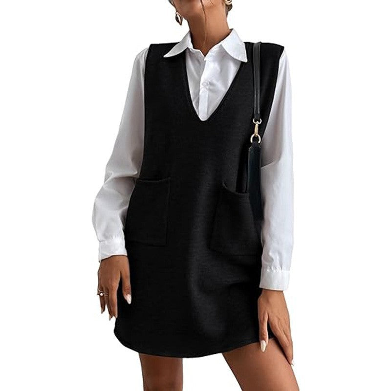 She Sweater Knit Pinafore Dress