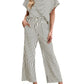 Stripe Round Neck Tee and Pant Set