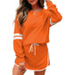 Varsity Stripe Detail Drop Shoulder Pullover Mini Skort Set