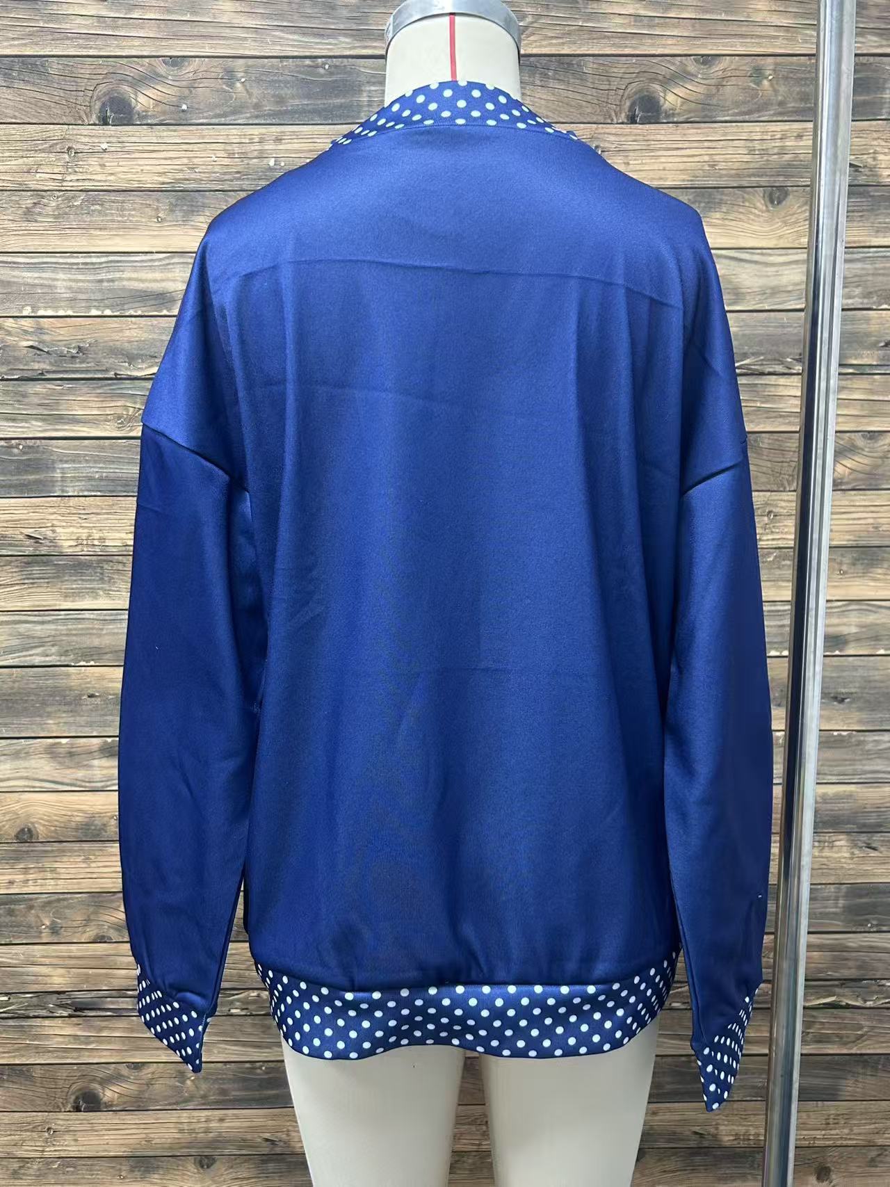 Polka Dot Contrast Trim Oversized Sweatshirt
