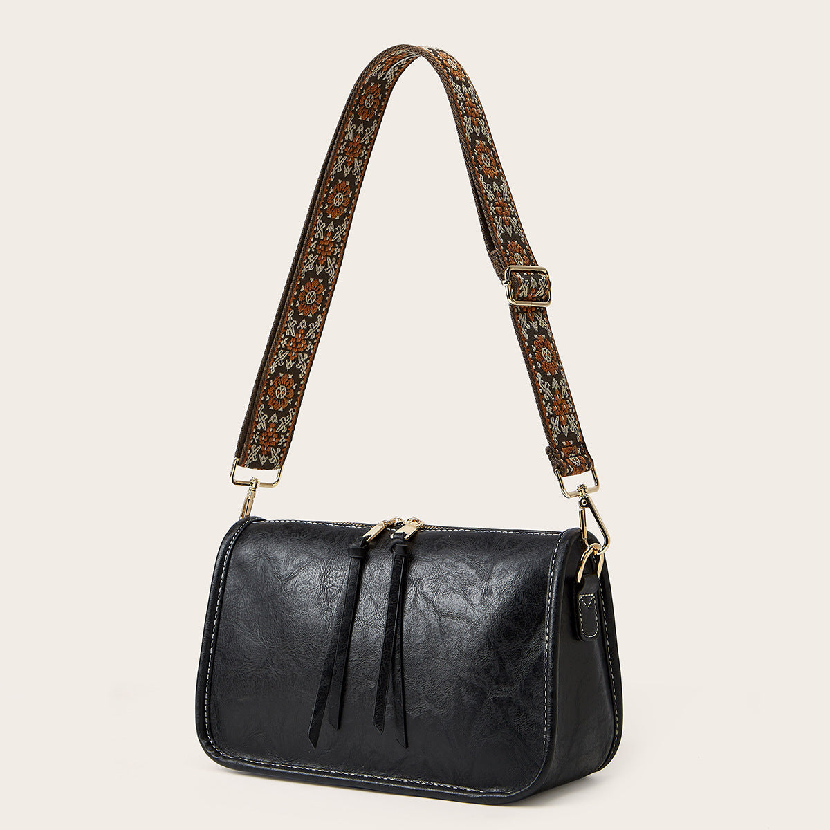 Retro Solid Color Crossbody Bag