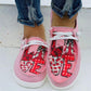 Pink Heart Shaped Criss Cross Slip On Canvas Shoes