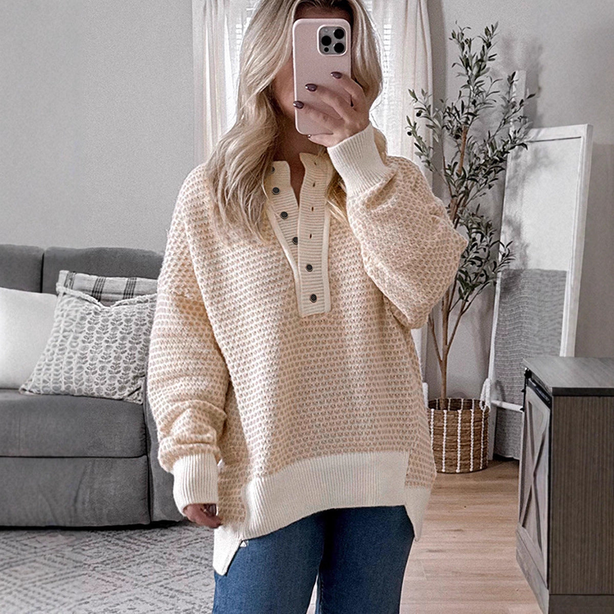 Women's V-neck Pullover Sweater