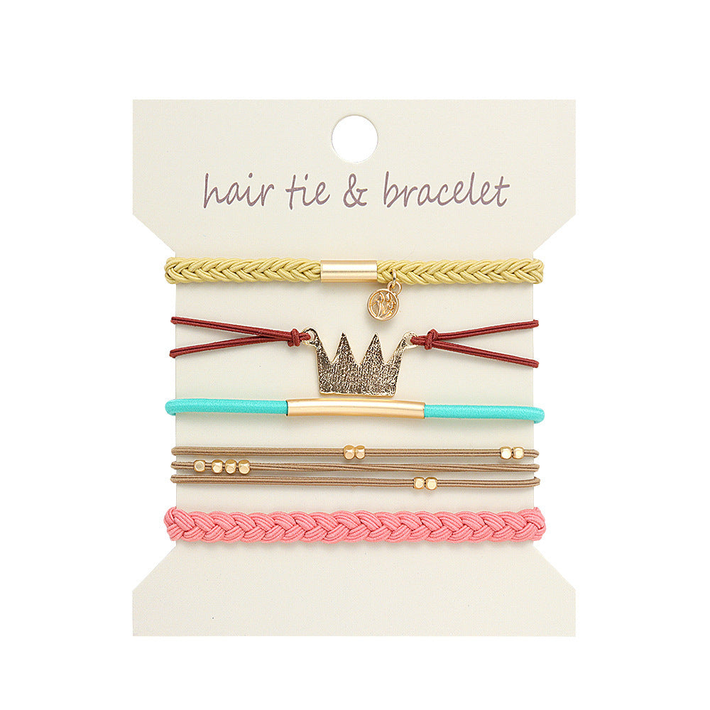 Boho 2-in-1 Hair Tie & Bracelet Set (5-Piece Pack)