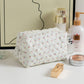Custom Embroidered Floral Quilted Cosmetic Bag
