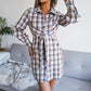 Plaid Tie Shirt Dress