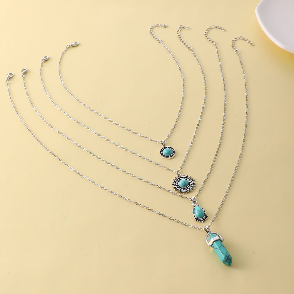 Vintage Bohemian Turquoise 4-Layer Necklace