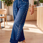 Studded Detail Straight Leg Casual Loose Jeans