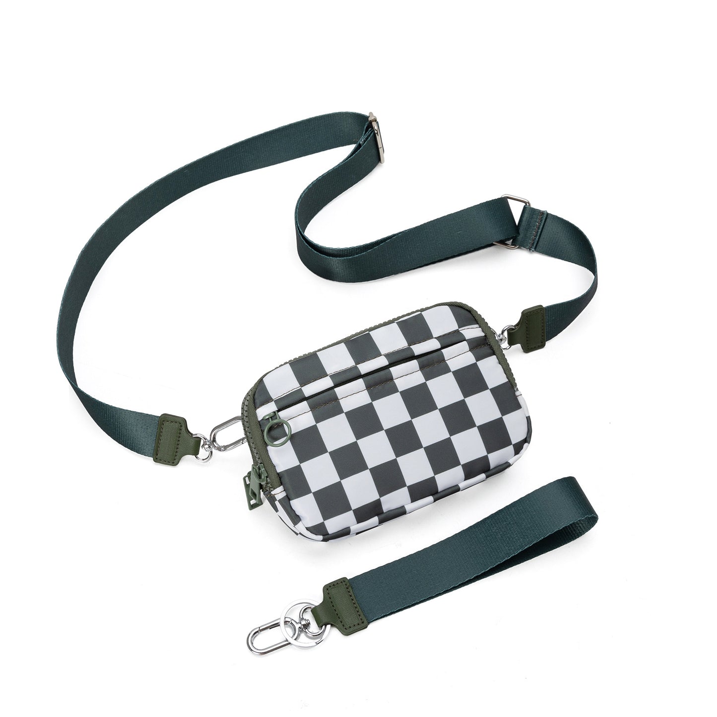 Nylon Double Compartment Crossbody and Wristlet