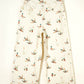 Beige Stylish Mallard Printed Cuffed Hem Shift Jeans