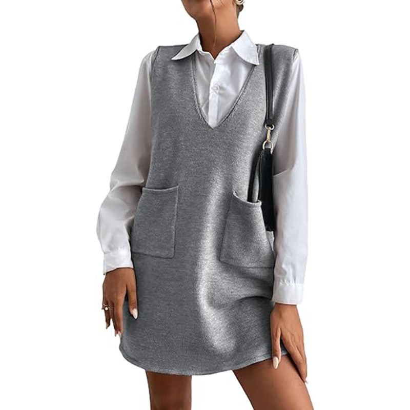 She Sweater Knit Pinafore Dress