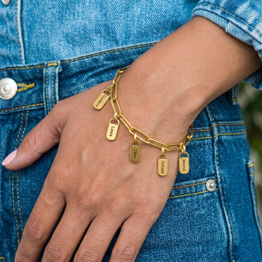 Custom Engraved Heart Charm Bracelet