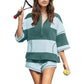 Striped Short-sleeved Oversized Shorts Two-piece Suit