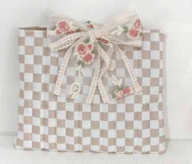 Custom Text Walk by Faith Bible Cover Bow Tie Drawstring Bag