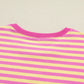 Stripe Drop Shoulder Boxy Casual Terry Short Set
