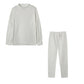 Solid Color High Collar Casual Top+pants Two-piece Set