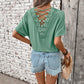Pearl Decor Lace Applique T Shirt