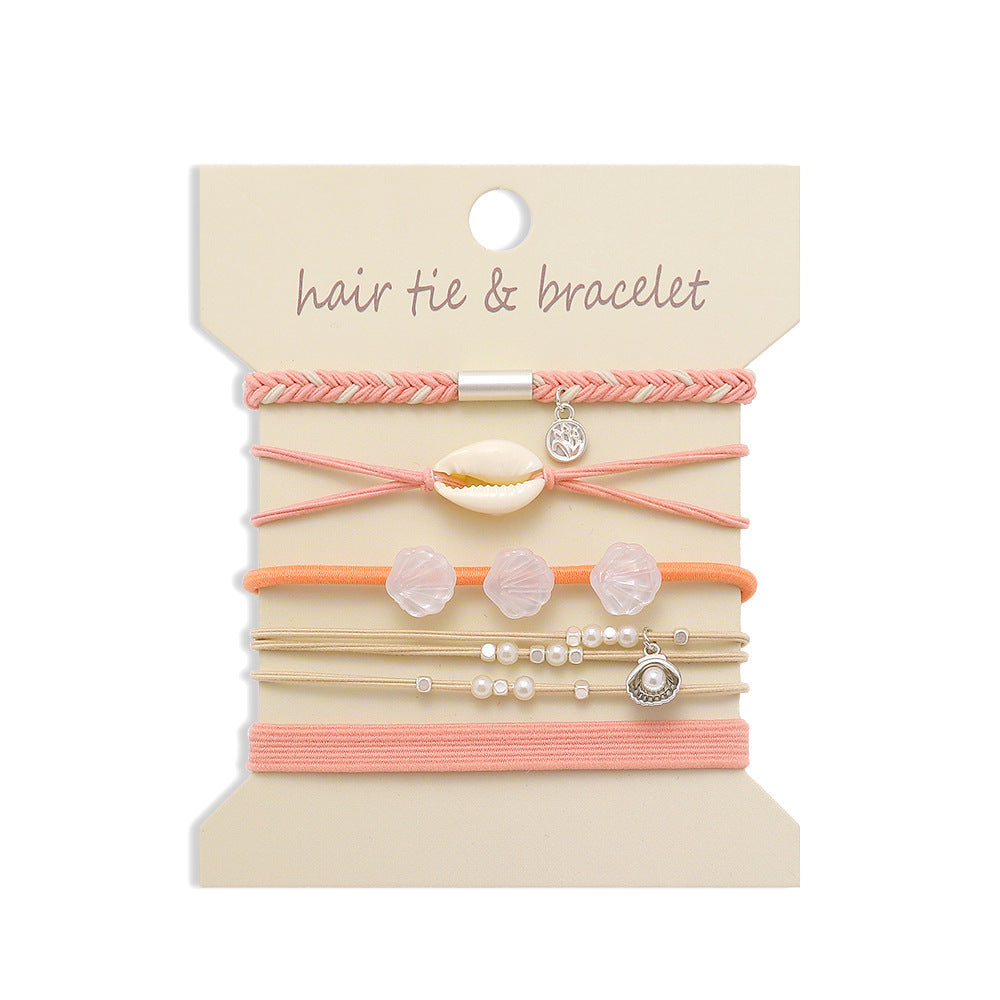 Boho 2-in-1 Hair Tie & Bracelet Set (5-Piece Pack)