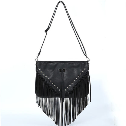 Studded Soft Leather Tassel Bag