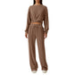 Women's Round Neck Long-sleeved Top and Wide-leg Pants Suit