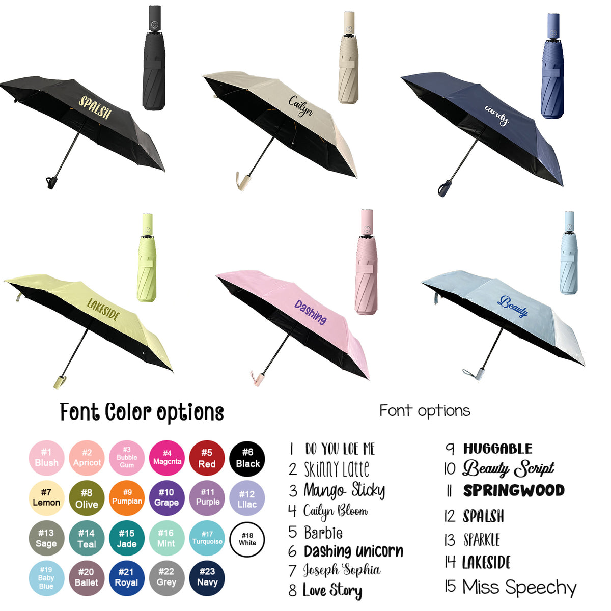 Custom Printed Compact Folding Umbrella