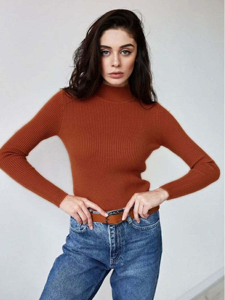 Basic Solid Color Half Turtleneck Sweater