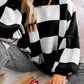 Women's Plus-Size Loose-Fit Color-Block Long-Sleeve Crew-Neck Knit Sweater