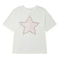 Beige Star Print Stud Detail Cotton Jersey Top