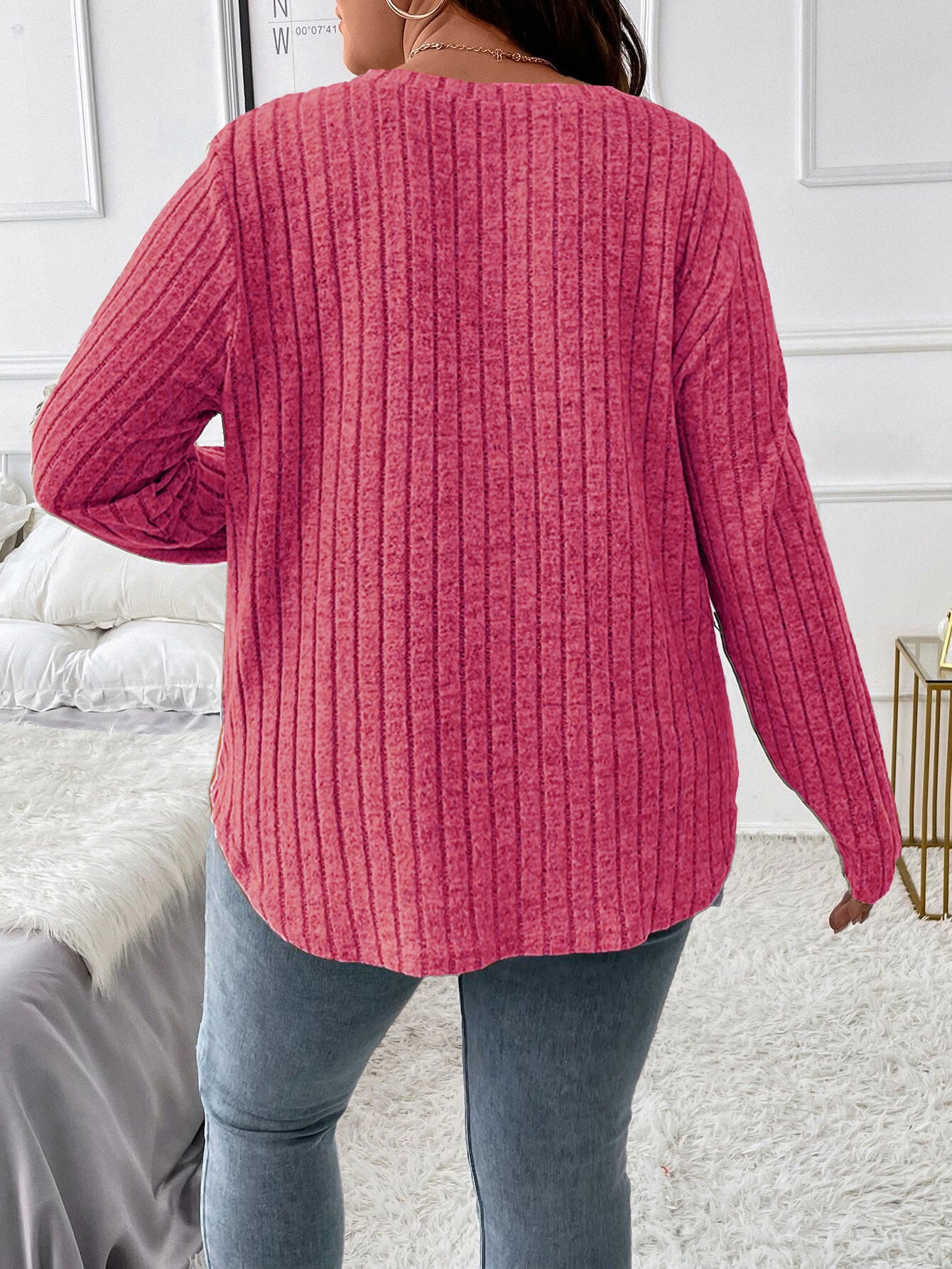 Plus Size V-Neck Long Sleeve T-Shirt