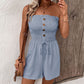 Button Smocked Strapless Romper-8 Colors