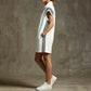 Loose Sleeveless Drawstring Pockets Split-Joint Striped Zipper Stand Collar Rompers