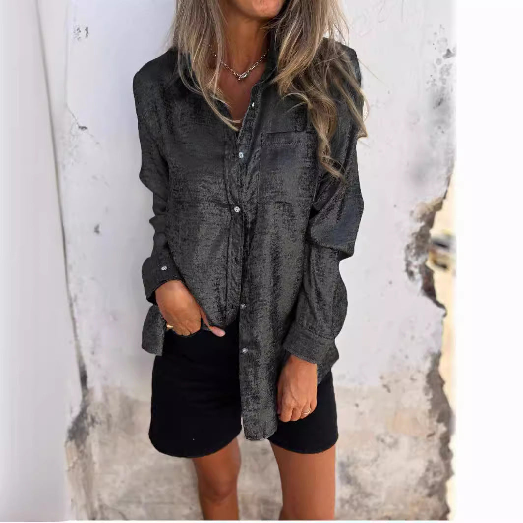 Casual Metallic Stylish Roll-Neck Shirt