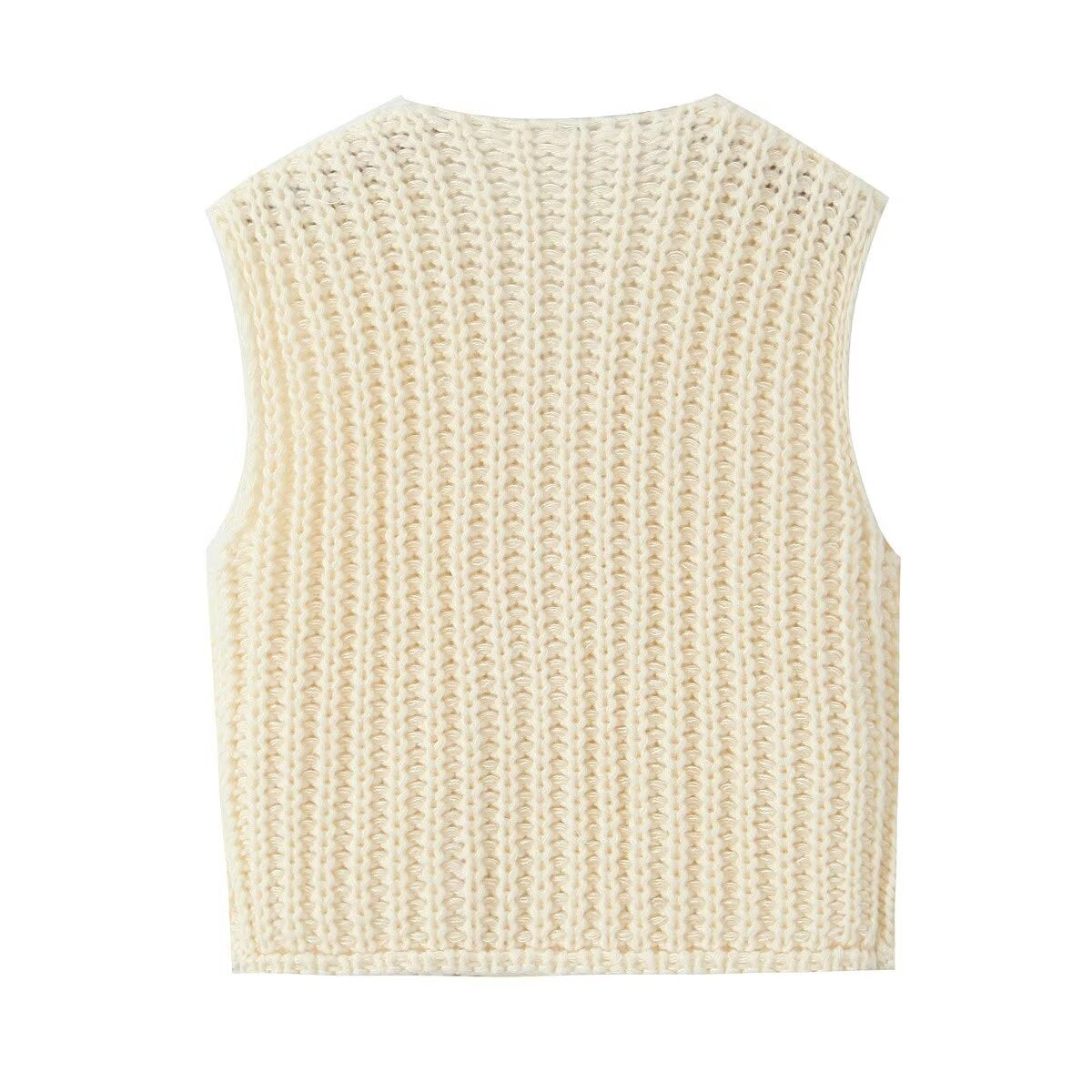 Sleeveless Button Knitted Top