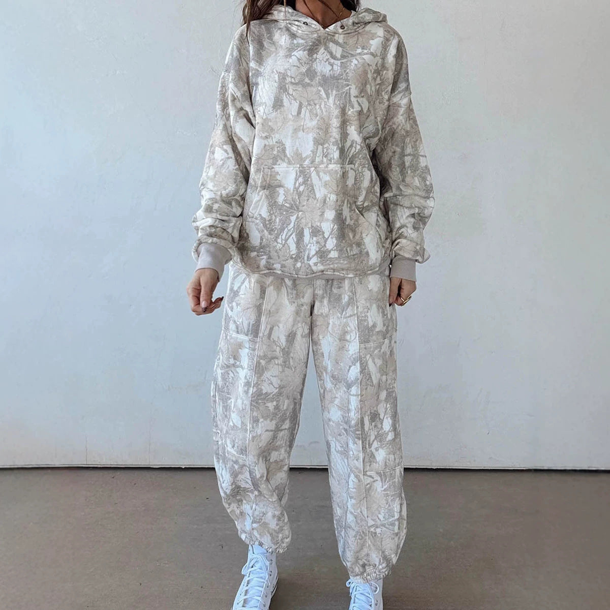 Multicolour Abstract Print Long Sleeve Elastic Waist Pant Set