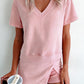 Mineral Wash V Neck Tee Matching Skort Set